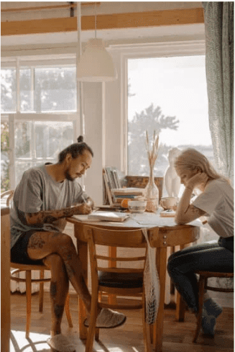 couple sitting at table